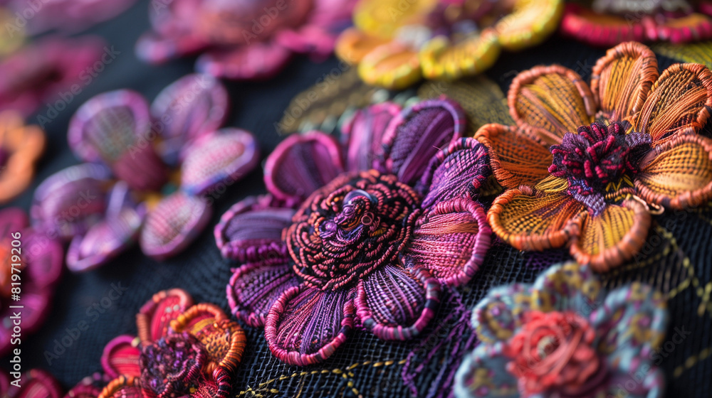 Close-Up of Various Flowers on Cloth