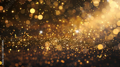 glitter vintage lights texture, gold abstract background Golden rays and sparkles, circle bokeh, 3D Rendering, background of abstract glitter lights, gold and black