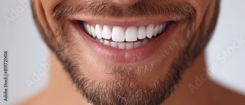 Strahlendes Lächeln mit weißen Zähnen und Bart