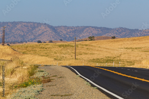 an beautiful, iconic and dreamy state road at the golden our CA-140 at catheys Valley, California