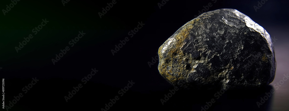 Selenium is rare precious natural stone on black background. AI generated. Header banner mockup with space. Selenium is rare precious natural stone on black background. AI generated. Header banner mockup with space.
