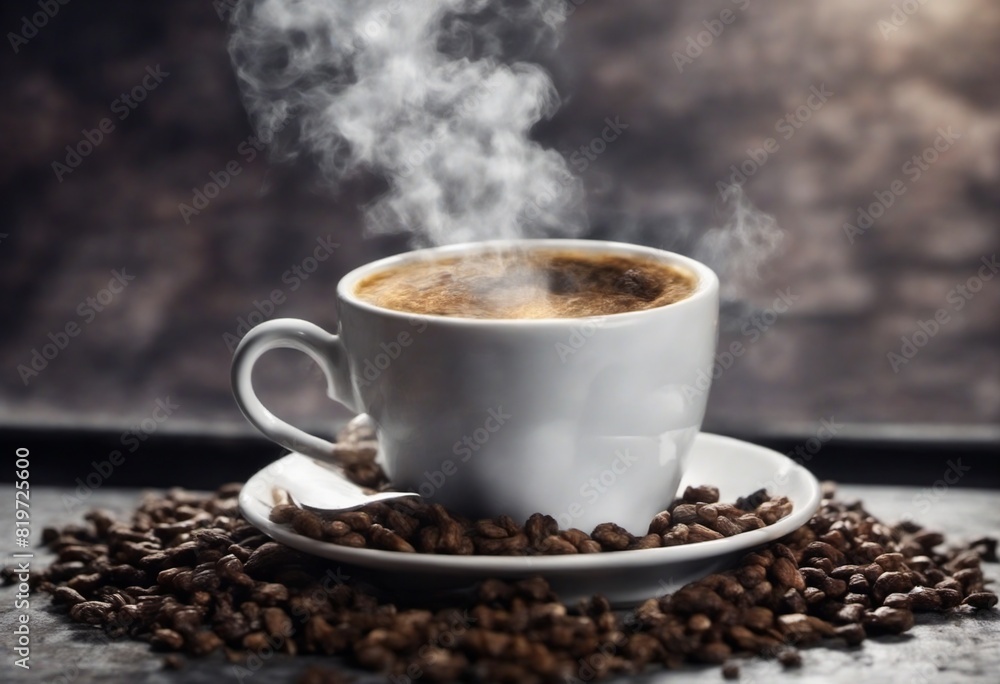 cup of coffee with beans cup of coffee with beans