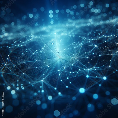 Abstract connection dots. Technology background. Digital drawing blue theme. Network concept 3d rendered Illustrations vector Generative Ai