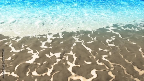 アニメ風の夏の海、波打ち際の風景
シームレスループ動画
