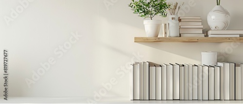 Minimalist bookshelf with a few neatly arranged books photo