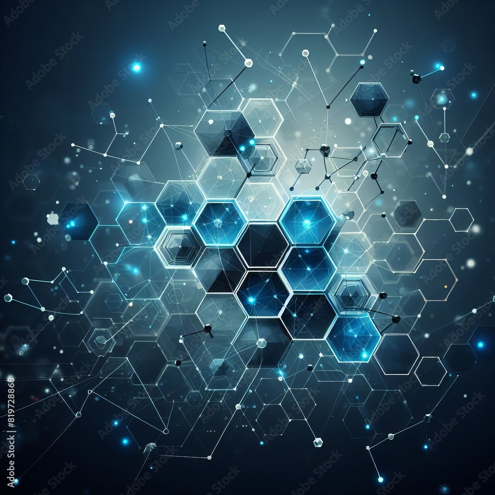 Obraz premium Hexagonal molecular structure for medical, science and digital technology design. Abstract geometric vector background Illustrations vector Generative Ai