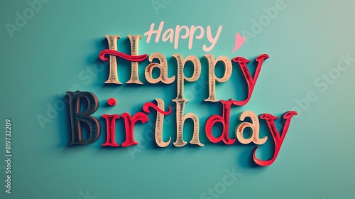 Happy Birthday written with beautiful stylish letters on a plain teal background
