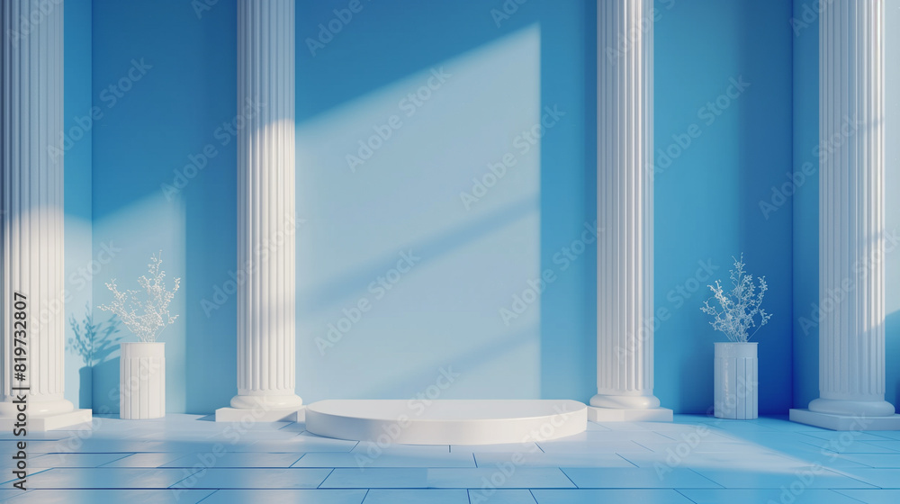 Blue modern minimalistic interior background wall mockup 3d render
Blue modern minimalistic interior background wall mockup 3d render