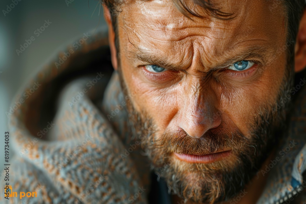 Portrait of a Man with Intense Blue Eyes Portrait of a Man with Intense Blue Eyes