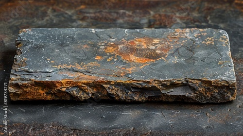  Close-up shot of a rusty metal object resting on a weathered wooden table