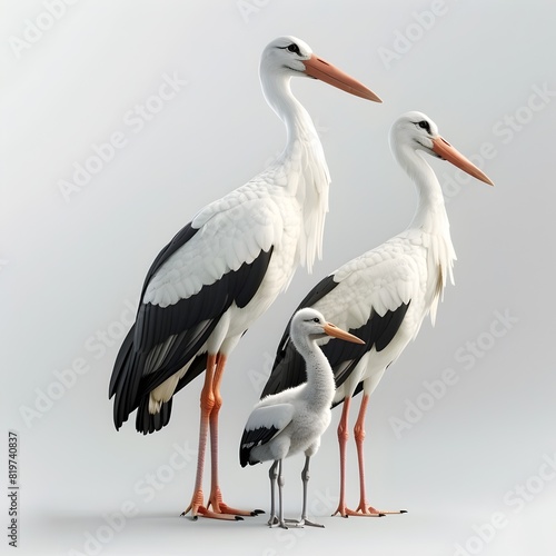 Graceful Storks Wading in a Serene Wetland Habitat photo