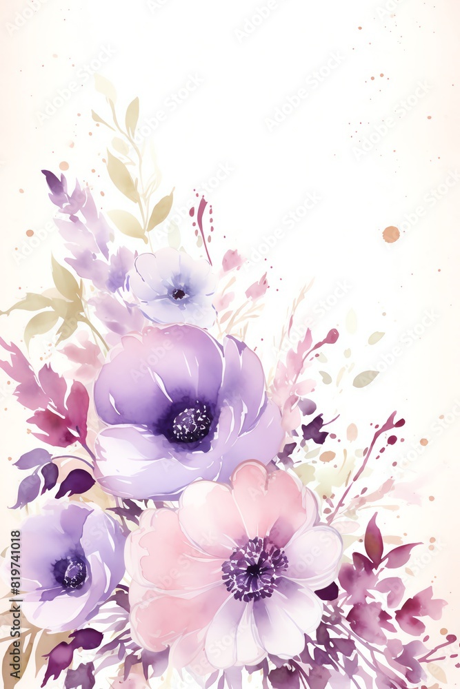 A beautiful watercolor painting of purple and pink flowers A beautiful watercolor painting of purple and pink flowers