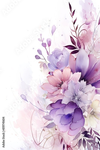 A beautiful watercolor painting of purple and pink flowers