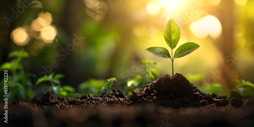 Seedling in rich soil under sun symbolizes hope potential and new beginnings. Concept Photography, Nature, Growth, Hope, Symbolism