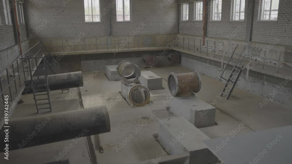 Wastewater treatment plant preparing to start. Development process of wastewater treatment station for ecological energetic nearing completion Wastewater treatment plant preparing to start. Development process of wastewater treatment station for ecological energetic nearing completion
