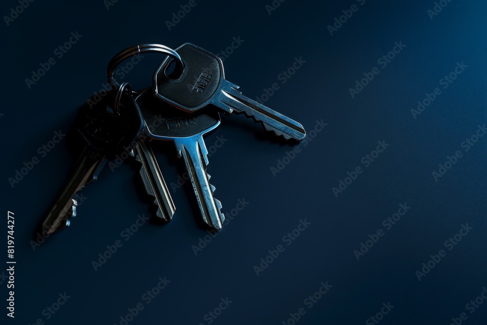 A collection of assorted keys artfully arranged on a wooden table. A collection of assorted keys artfully arranged on a wooden table.