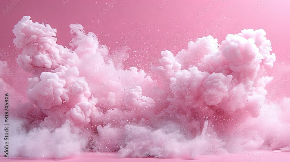  Pink backdrop featuring intense white smoke rising from both top and bottom edges