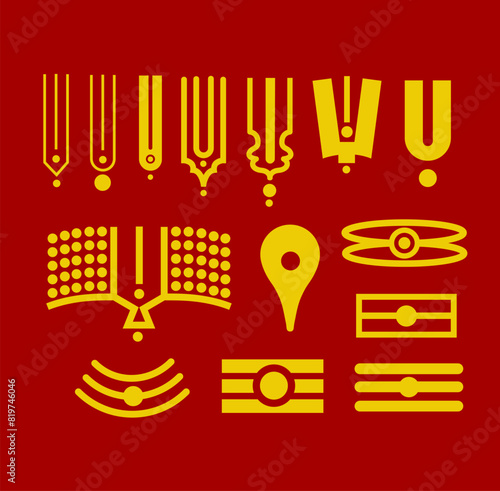 The Hindu tilak icon set with red yellow color. Art work