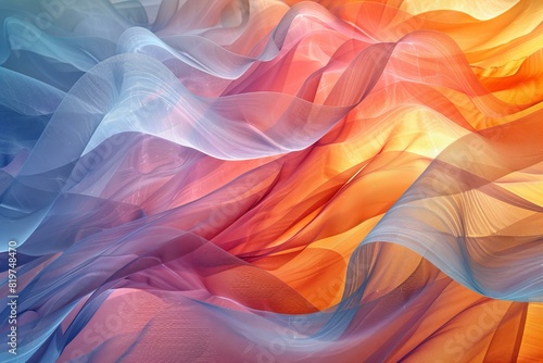 Colorful fabric with abstract wave pattern photo