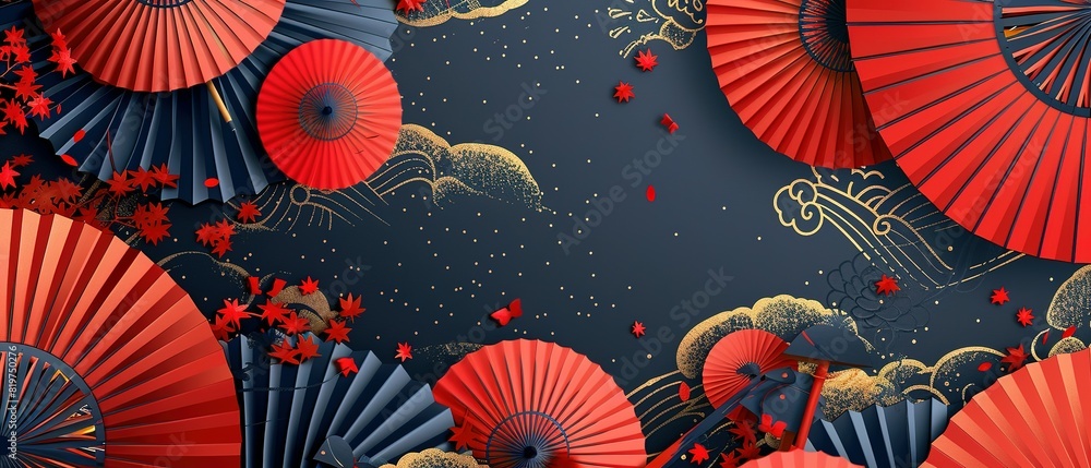 Japanese style abstract pattern background design geometry wave move and umbrella Chinese Paper Wallpaper