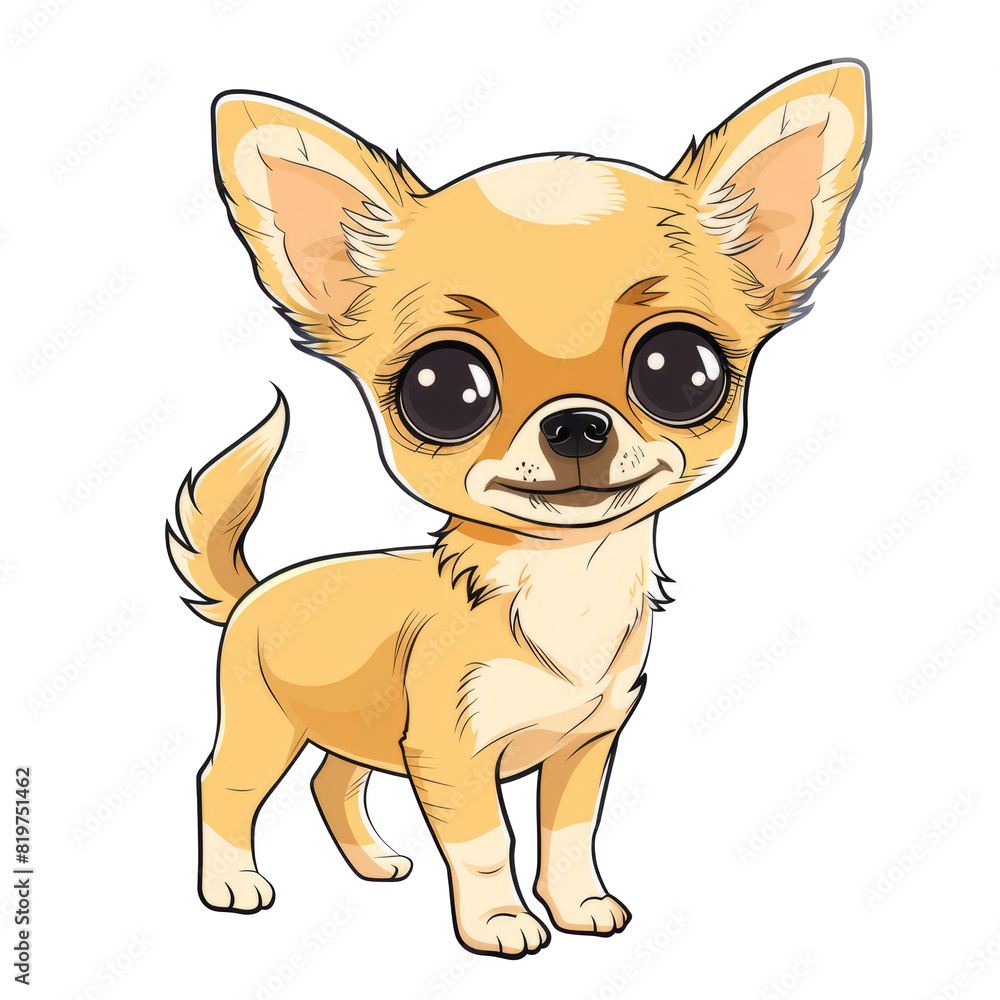 Cute cartoon character of Chihuahua puppy in comic style illustration isolated on transparent background. Cute cartoon character of Chihuahua puppy in comic style illustration isolated on transparent background.