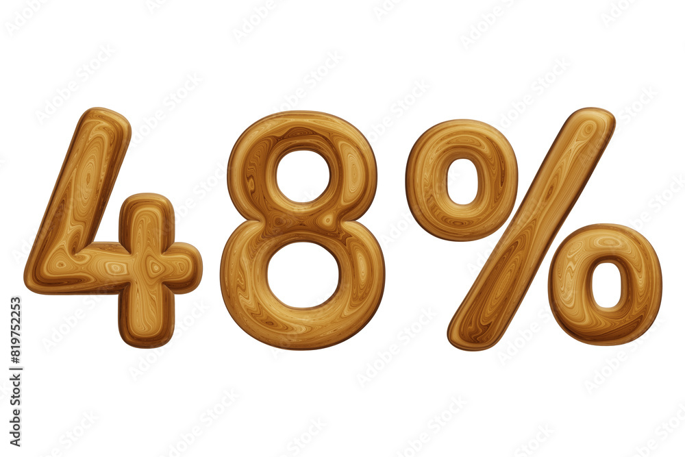 Wooden 48 percent for sale, discount, promotion and business concept Wooden 48 percent for sale, discount, promotion and business concept