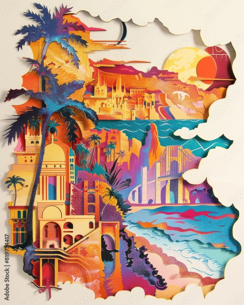 Enchanting Tropical Oasis A Vibrant Doodle Landscape Showcasing an Idyllic Coastal Getaway Enchanting Tropical Oasis A Vibrant Doodle Landscape Showcasing an Idyllic Coastal Getaway