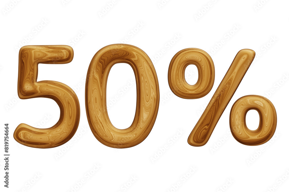 Wooden 50 percent for sale, discount, promotion and business concept Wooden 50 percent for sale, discount, promotion and business concept