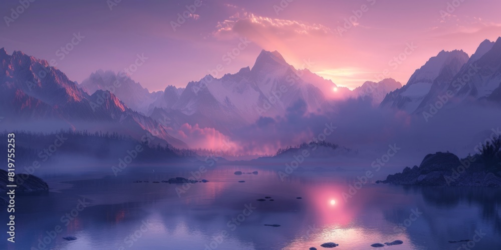 Panoramic view of snow mountains range landscape. Generative AI. Panoramic view of snow mountains range landscape. Generative AI.
