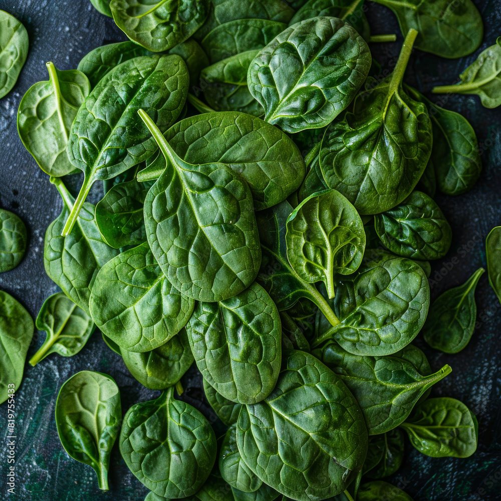 Green spinach leaves with veins close up. Realistic photo of top view green leaves scenery. Close-up food photography background
Green spinach leaves with veins close up. Realistic photo of top view green leaves scenery. Close-up food photography background