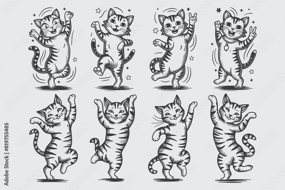 Hand Drawn Cat Silhouette Vector Collection Hand Drawn Cat Silhouette Vector Collection