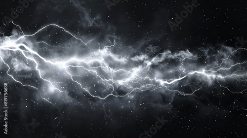 A flash of lightning and thunder spark on a transparent background. Modern lightning, electricity blast, or thunderbolt in the sky. Natural phenomenon.