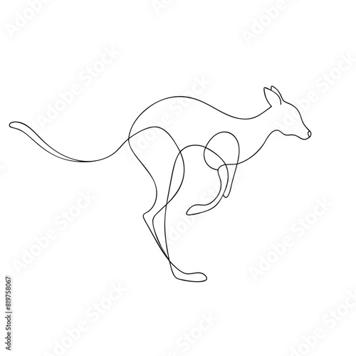  Kangaroo animal Single continuous minimal line art illustration.