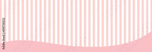 ストライプパターンとウェーブの横長フレームバナー/ピンク