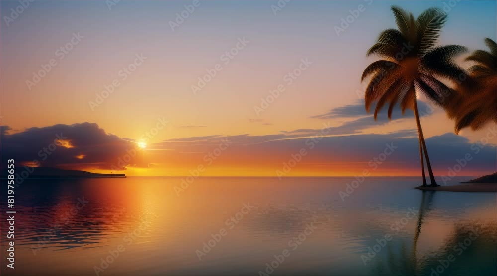 Tropical beach paradise with palm trees by the sea. Tropical beach paradise with palm trees by the sea.