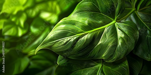 Detailed View of Split-Leaf Philodendron Leaf with Intricate Veining and Glossy Surface in Soft Light. Concept Botanical Photography, Close-up Shot, Nature's Detail, Leaf Texture, Soft Lighting photo