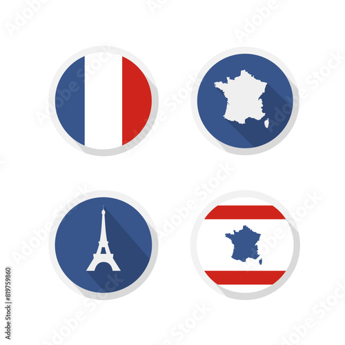 France flag icon set vector isolated on a white background.