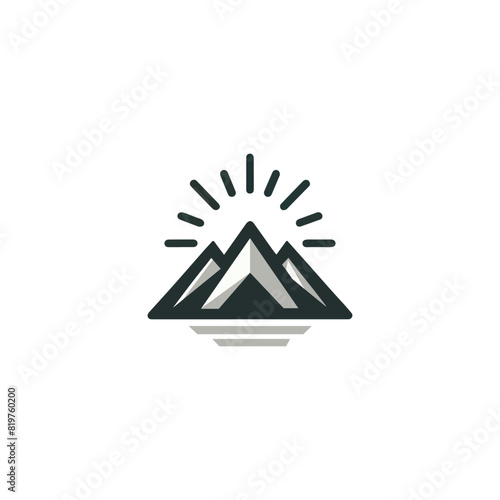 mountain logo, mountain vector, sunset mountain logo, mountain logo vector illustration