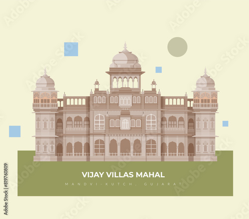 Vijaya Vilas Mahal at Mandvi - Kutch, Gujrat - Stock Illustration