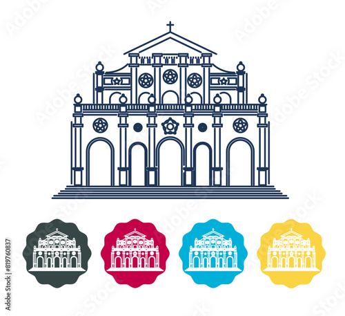 St. Lawrence Shrine Basilica - Karkala near Mangalore -  Icon Illustration