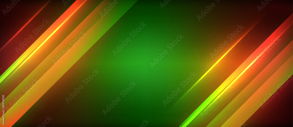 Neon dynamic diagonal light rays background. Techno digital geometric concept design for wallpaper, banner, presentation, background Neon dynamic diagonal light rays background. Techno digital geometric concept design for wallpaper, banner, presentation, background