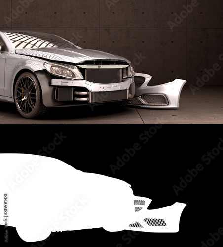 car paint and repair work concept 3d render with alpha