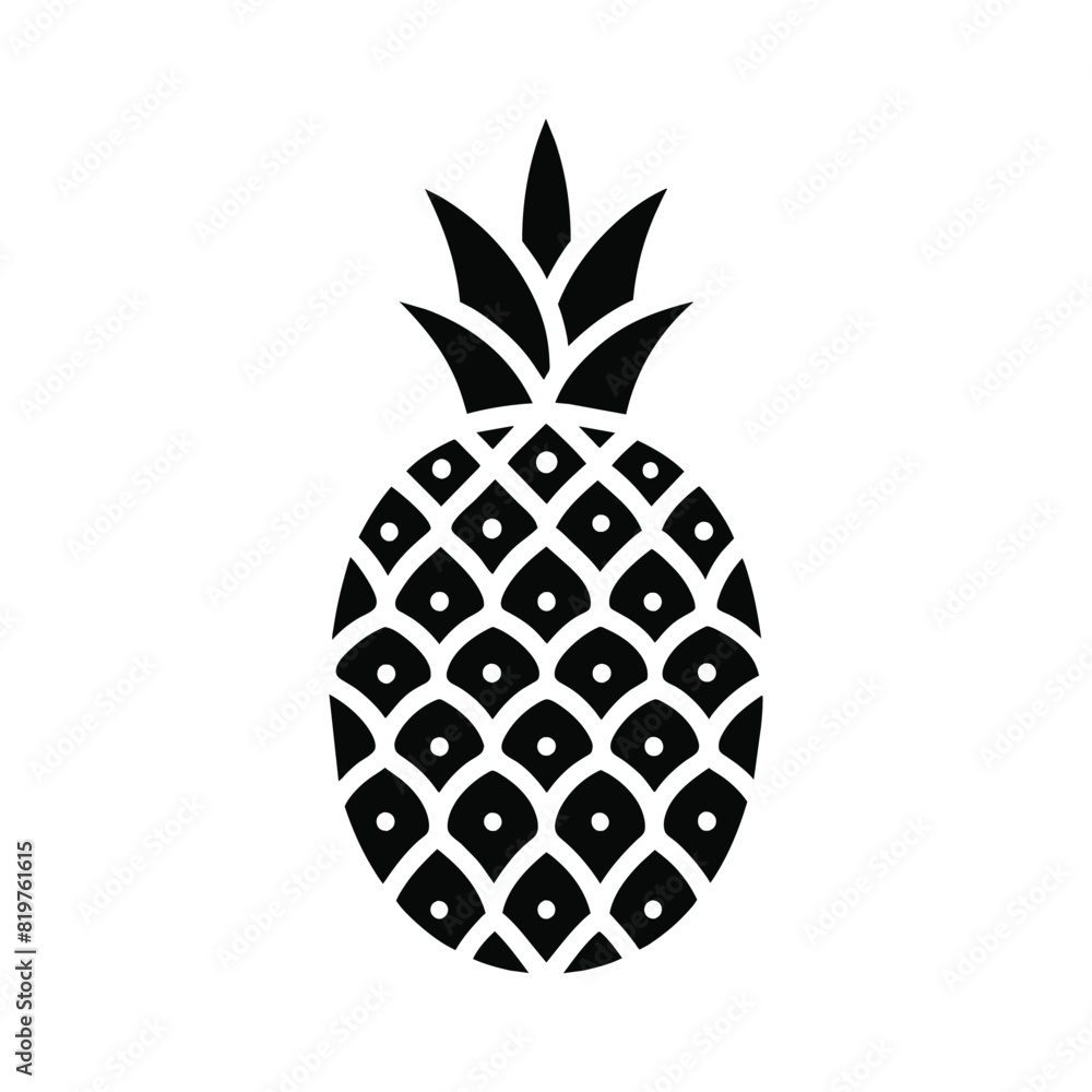Obraz premium pineapple silhouette On white background -vector illustrator