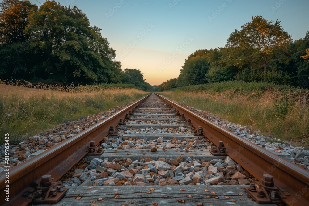 Eternal Tracks to Yesteryear: Embracing the Charm of an Old Countryside Railroad at Sunset