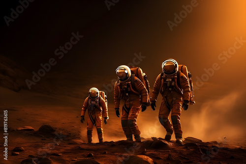 Adventure of three spacemen or astronauts on Mars.