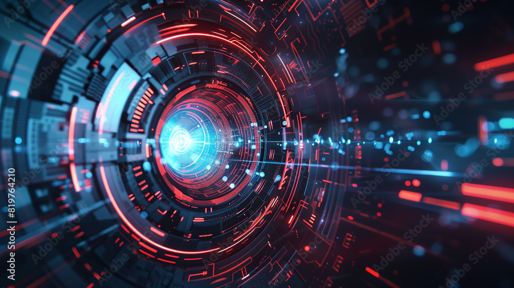 A computer generated image of a glowing, metallic object with a circular shape. The image has a futuristic, technological feel to it A computer generated image of a glowing, metallic object with a circular shape. The image has a futuristic, technological feel to it