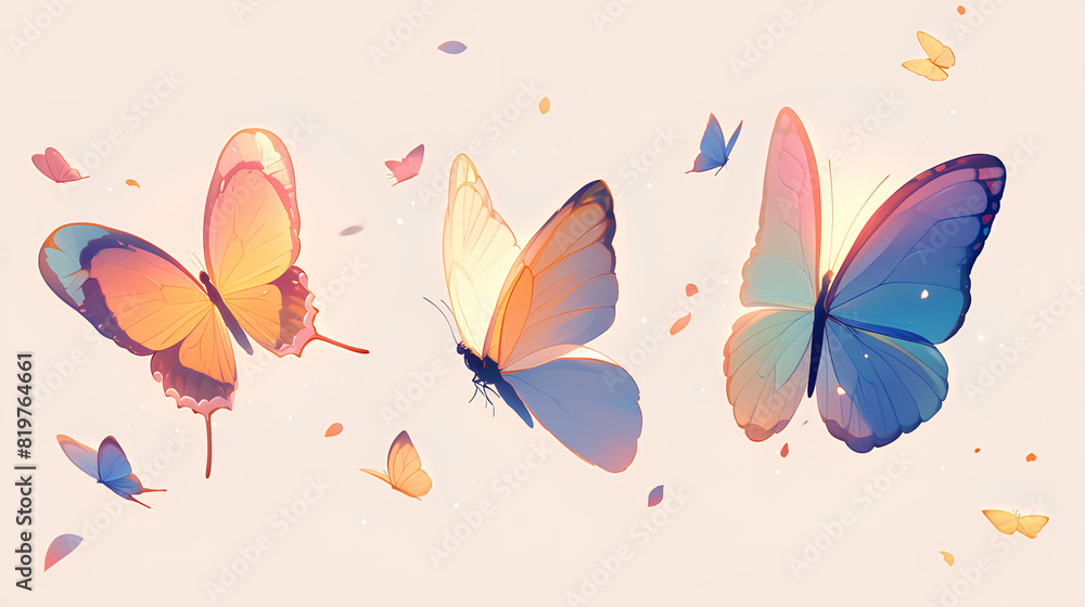 set of cute, simple, beautifully colored butterflies set of cute, simple, beautifully colored butterflies
