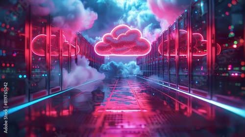 Cloud Computing in Business, Abstract, Conceptual Photography, Futuristic, Data Center ,3d futuristic photo