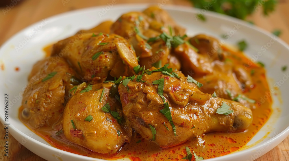 Flavorful tanzanian chicken stew with a fresh parsley garnish, highlighting the vibrant tastes of east african cuisine in a bowl Flavorful tanzanian chicken stew with a fresh parsley garnish, highlighting the vibrant tastes of east african cuisine in a bowl