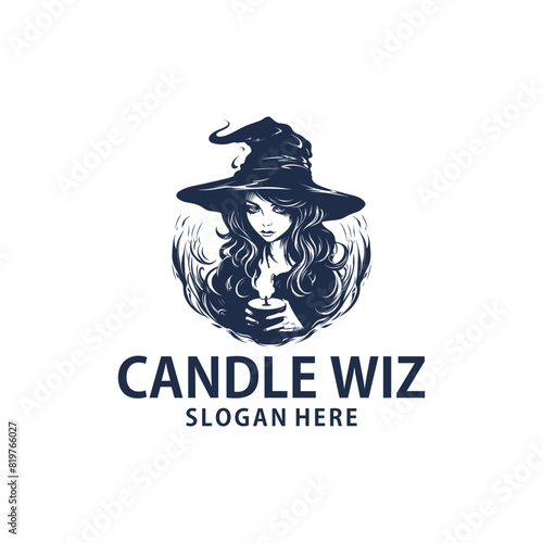 Wizard girl logo vector illustration